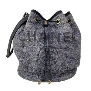 Chanel Deauville Shoulder Bag Straw Leather